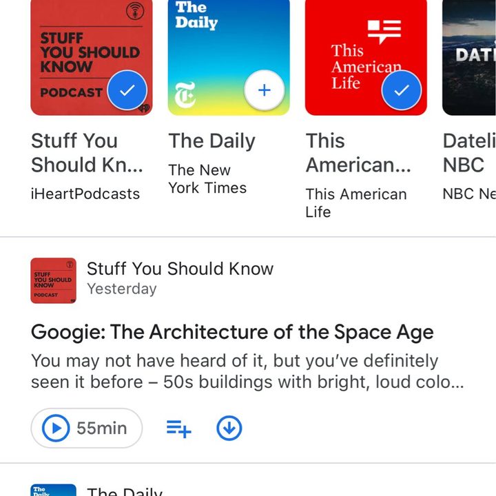 Google Podcasts app.