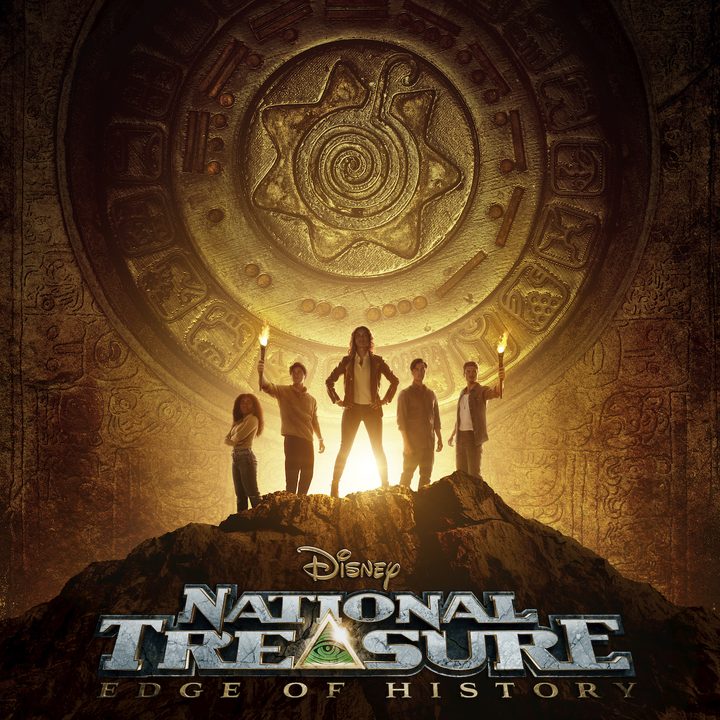 The cast of National Treasure: Edge of History stand on the poster.