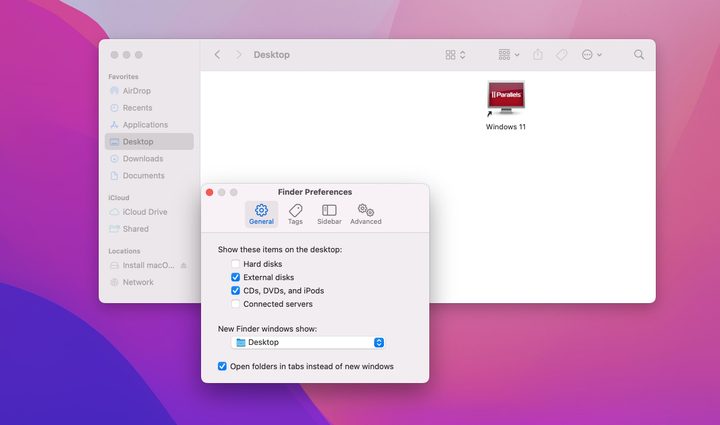 Changing which files show up in new finder windows.