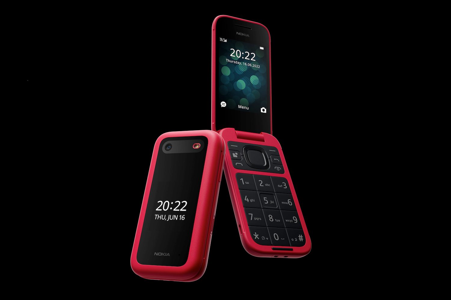 Nokia 2660 Flip phone in red.