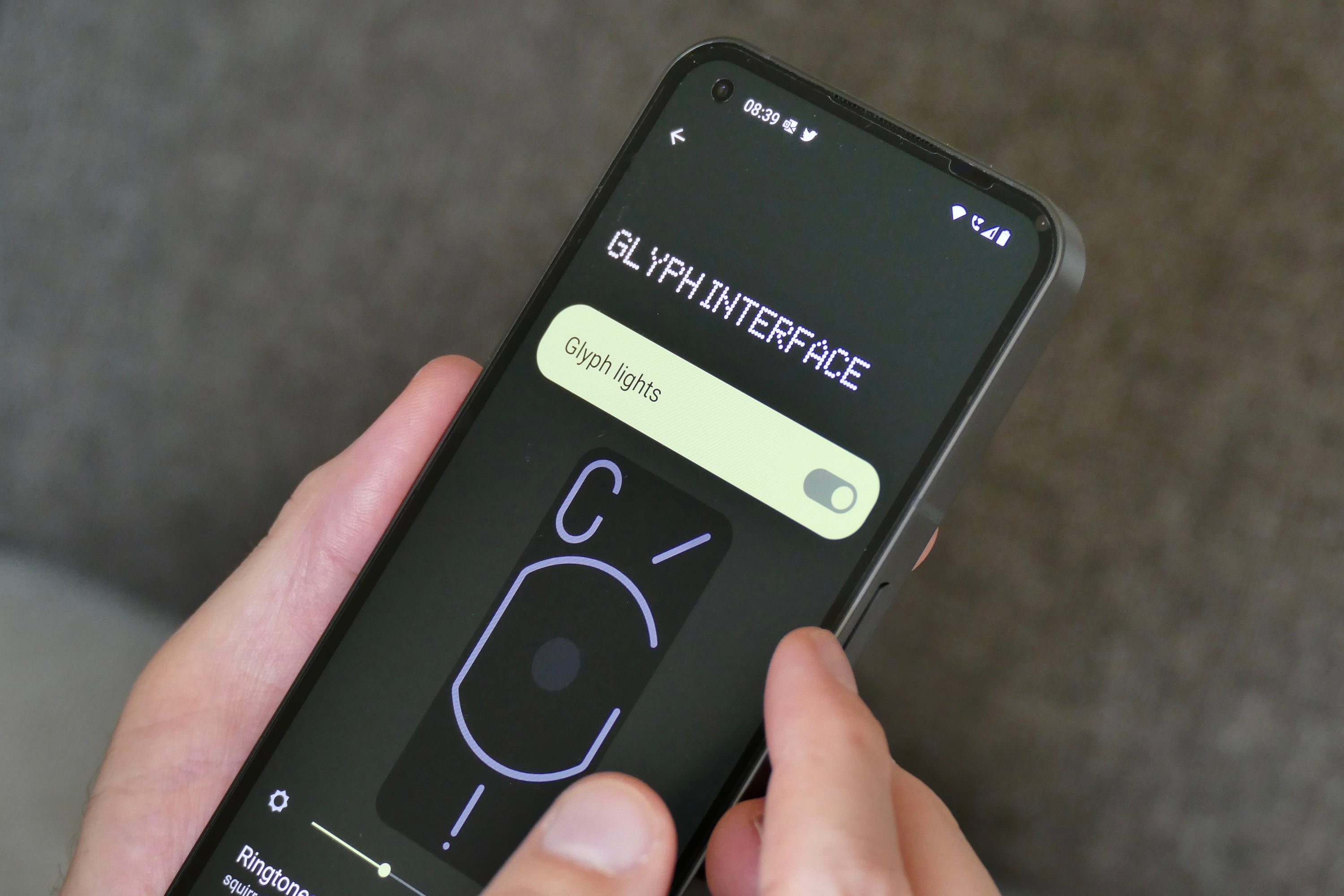 Turning on the Glyph Interface on the Nothing Phone 1.