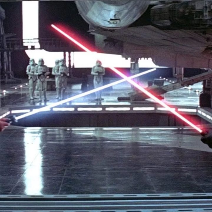 Obi-Wan dueling Vader on the Death Star in A New Hope.