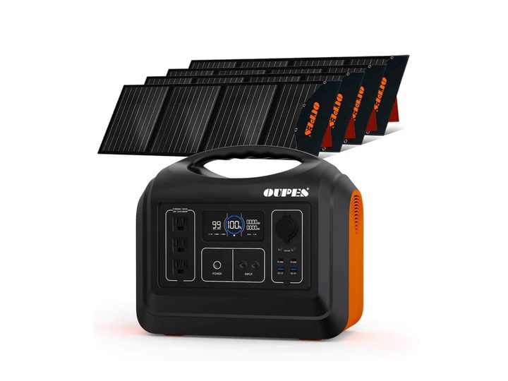 Oupes 1800W portable solar generator with solar panels product image.