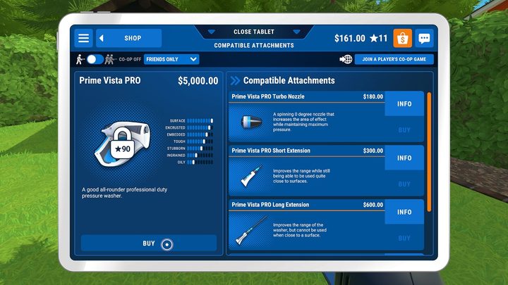 The shop menu in PowerWash Simulator.