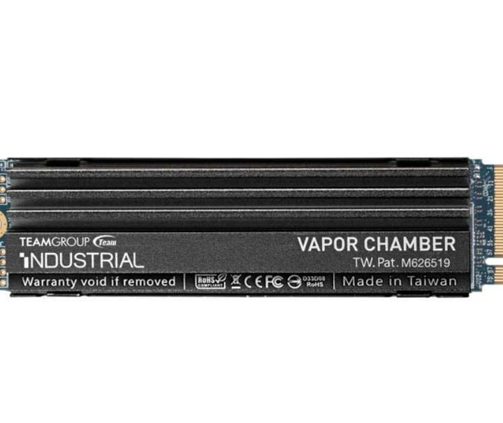 a black vapor cooled M.2 SSD from Team Group.