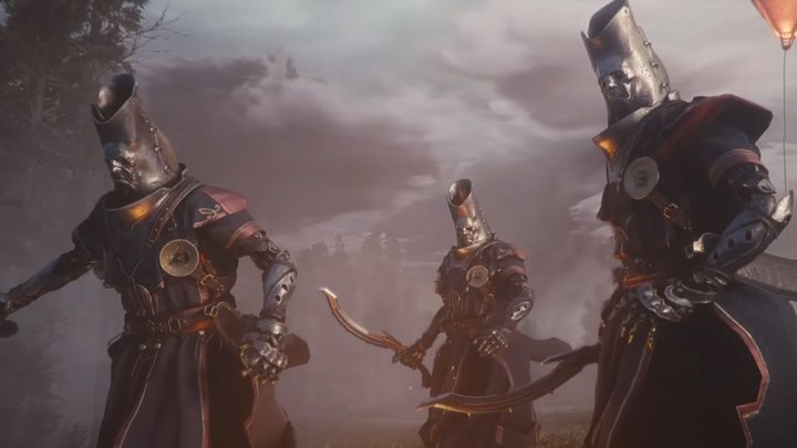 A group of Soulframe characters in heavy armor.