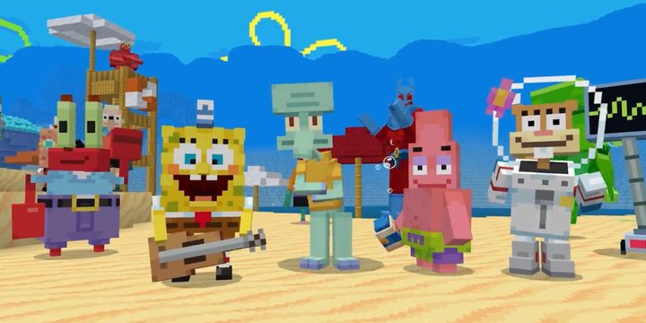 Minecraft versions of the Spongebob cast.