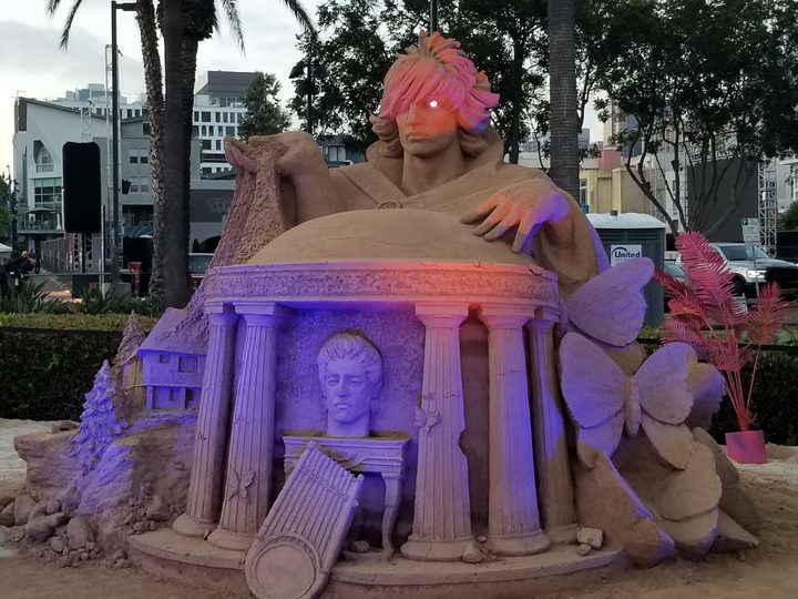 A sandcastle inspired by The Sandman.