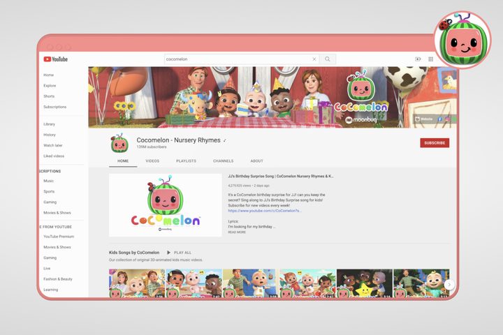 Graphic of Cocomelon Youtube Channel.