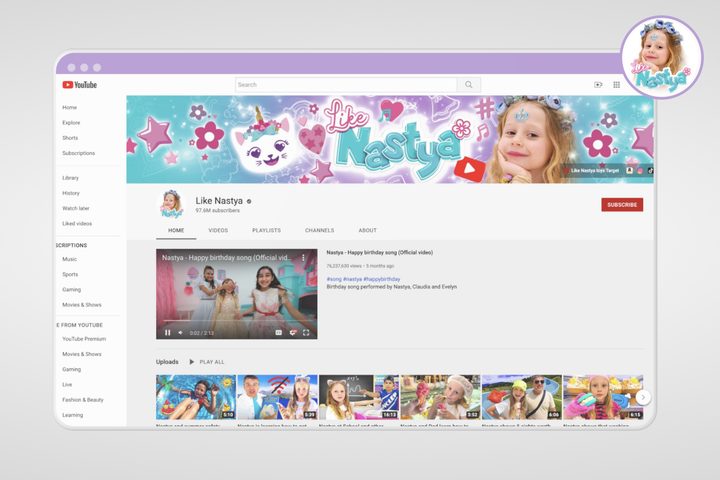 Graphic of Like Nastya Youtube Channel.