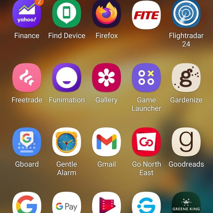 The Samsung app drawer.