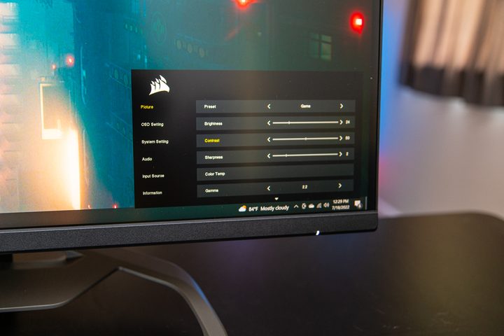 OSD on the Corsair Xeneon 32 monitor.