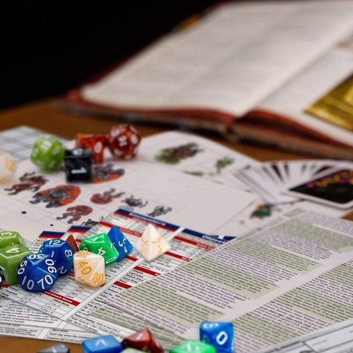 Dungeons and Dragons game set up for gameplay