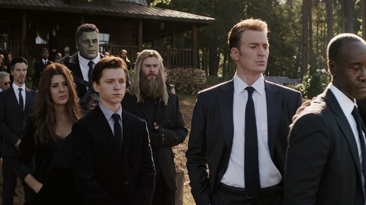 The Avengers attend Tony Stark's funeral in "Avengers: Endgame."