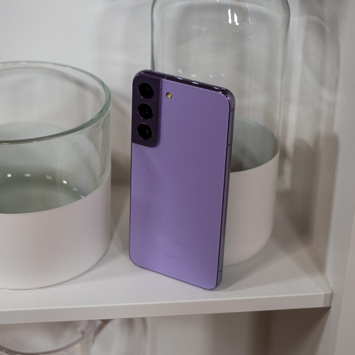 Purple Samsung Galaxy S22 phone.