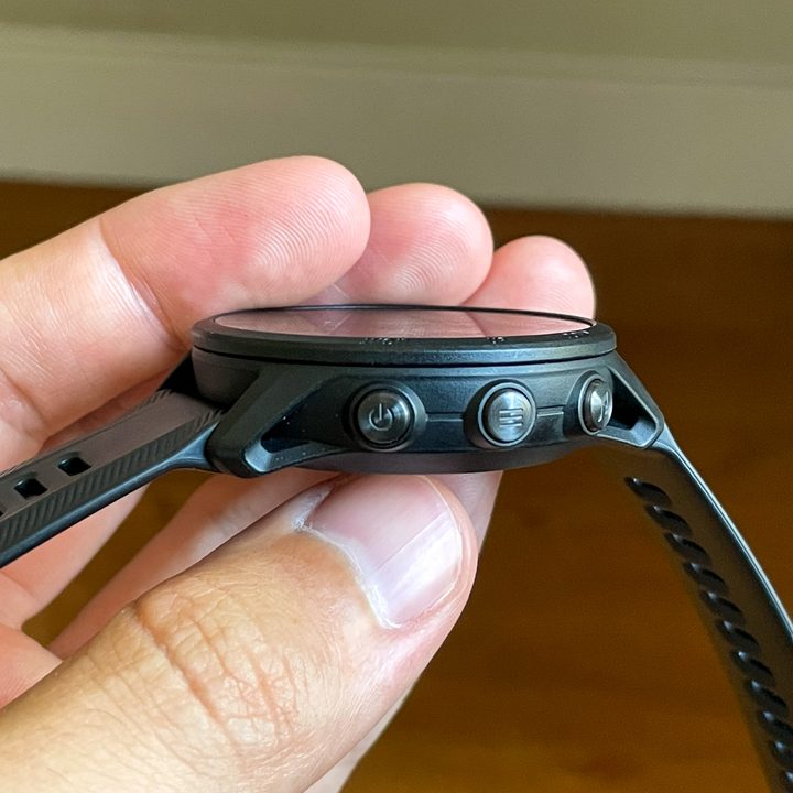 Side of the Garmin Forerunner 955 Solar.