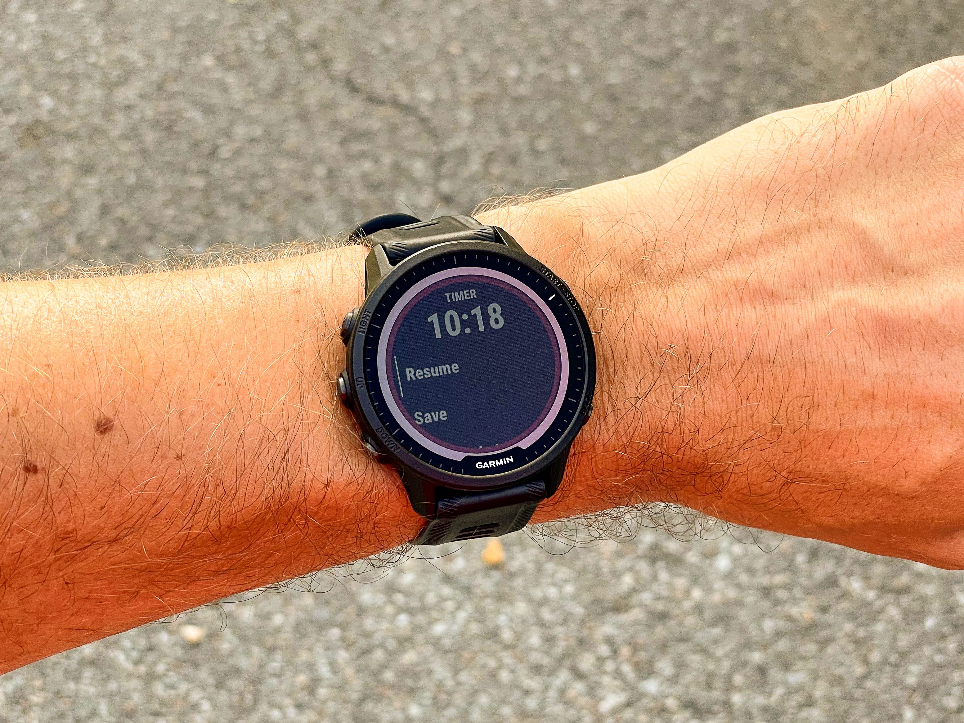 Garmin Forerunner 955 Solar on wrist.