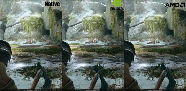 FSR and DLSS image quality comparison in God of War.