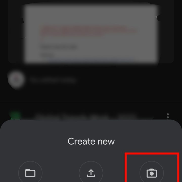 Google Drive app scanner function.