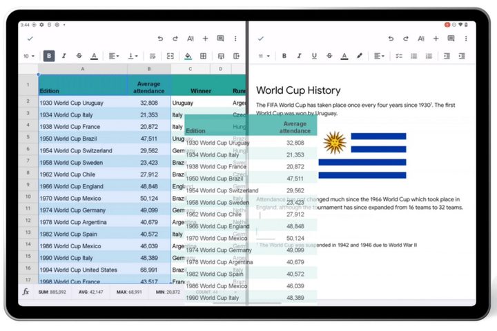 moving assets between Sheets and Docs on Android