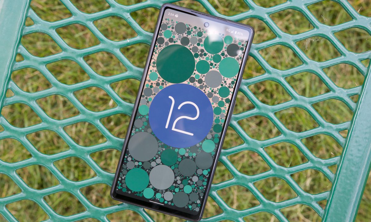 The Android 12 Easter egg displayed on the Google Pixel 6a.