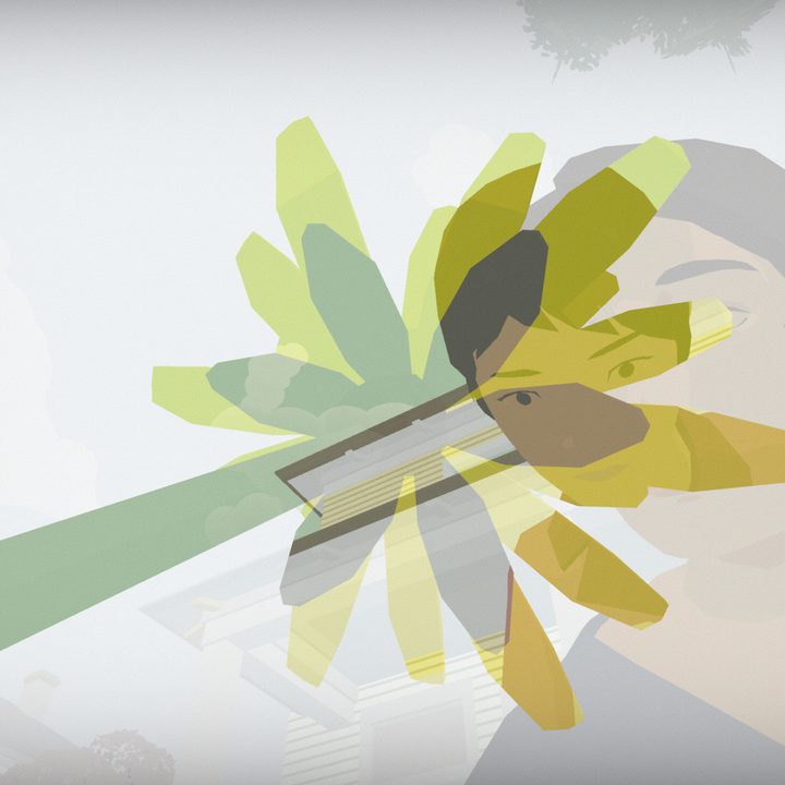 A woman looks at a flower in Hindsight.