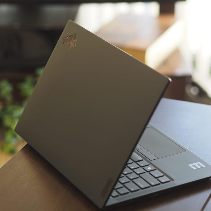 Lenovo ThinkPad X1 Carbon Gen 10 rear view showing lid and logo.