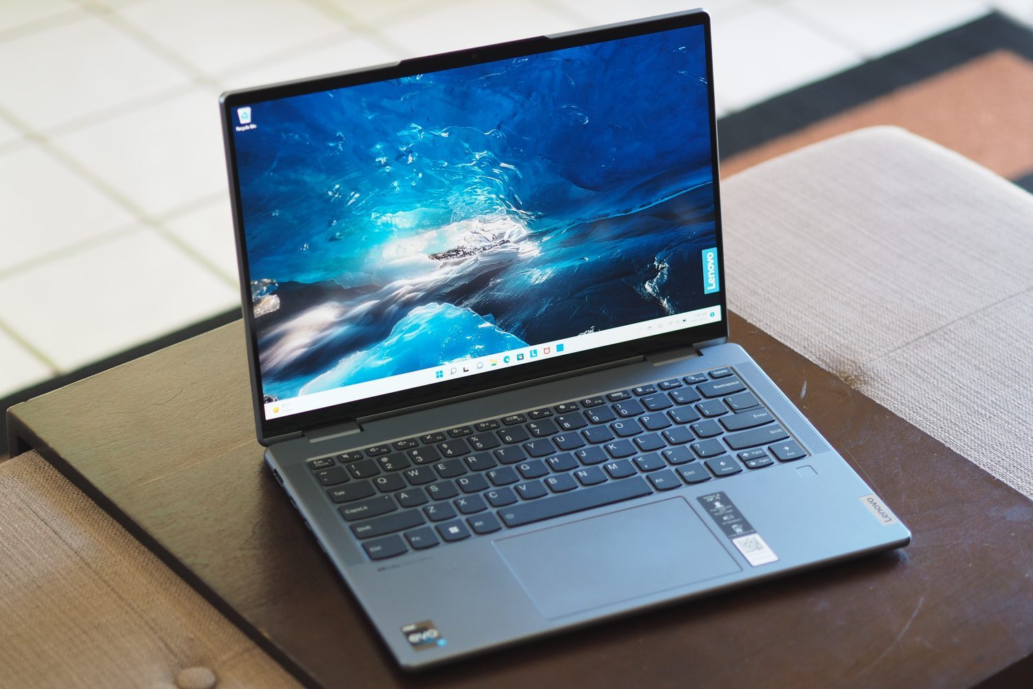 Lenovo Yoga 7i Gen 7 front angled view showing display and keyboard deck.