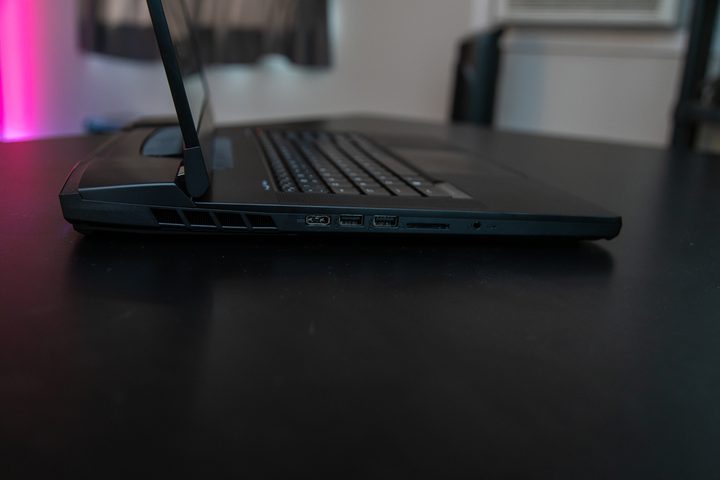 Ports on the MSI GT77 Titan laptop.