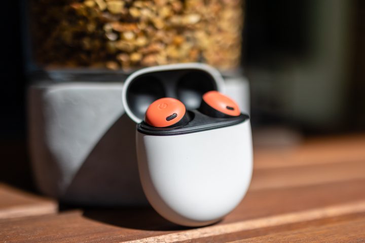 Pixel Buds Pro in their case. In the sun.