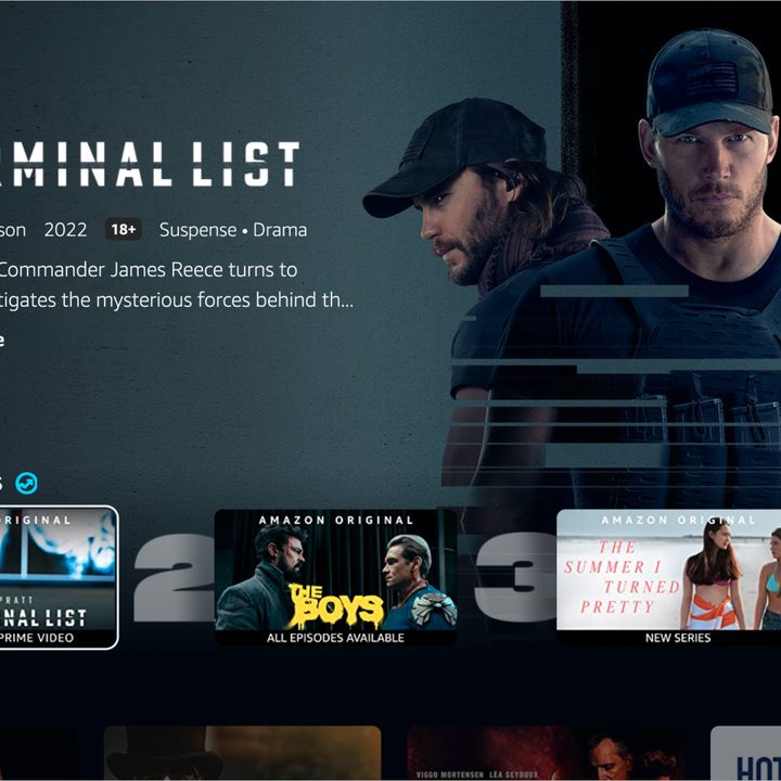 Prime Video app screenshots on Fire TV.