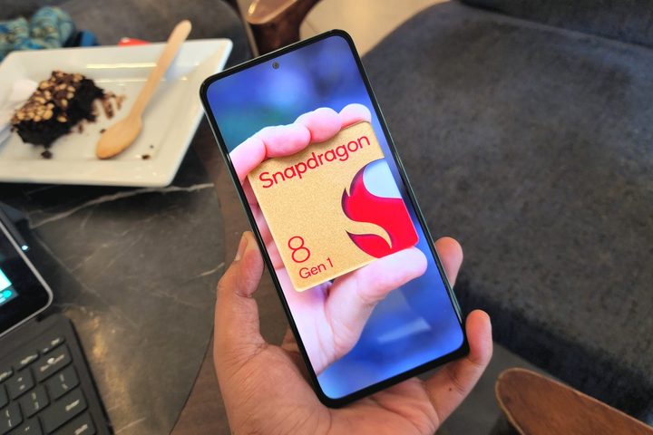 Qualcomm chip artwork on a phone
