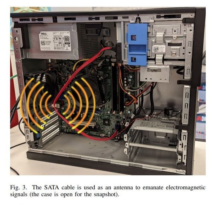SATAn vulnerability shown in a photograph of an open PC case.