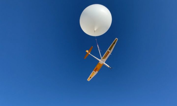 The team conducted a tethered launch of an early version of the sailplane, in which it descended slowly to Earth attached to a balloon.