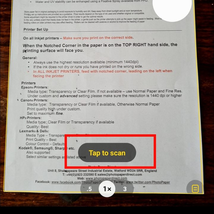 Samsung camera app tap to scan.