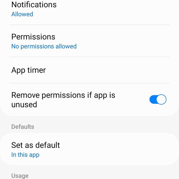 Uninstalling an app from the Settings menu.