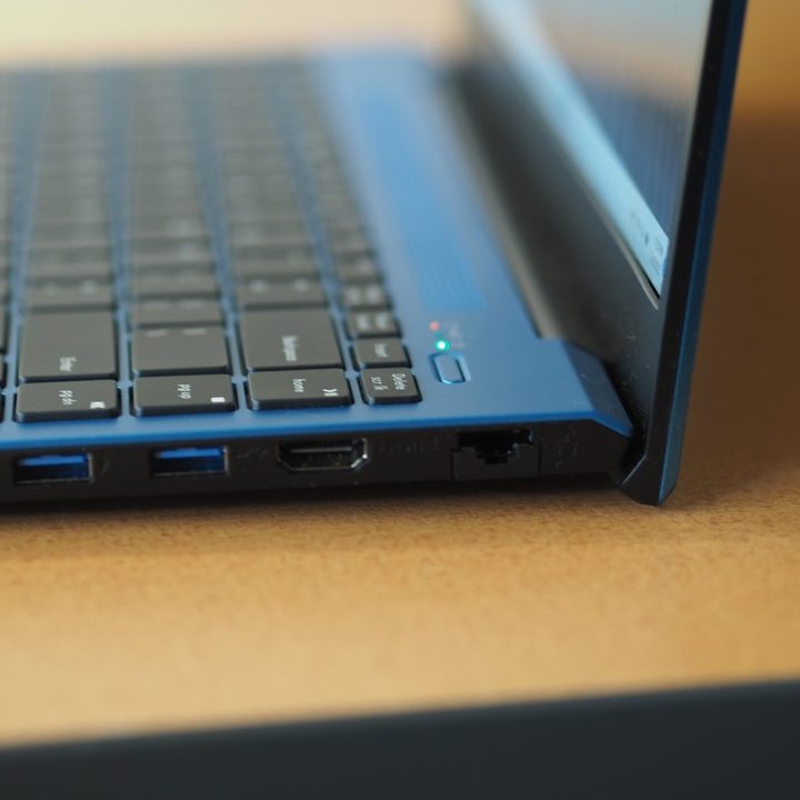 VAIO FE 14.1 side view showing lid and ports.