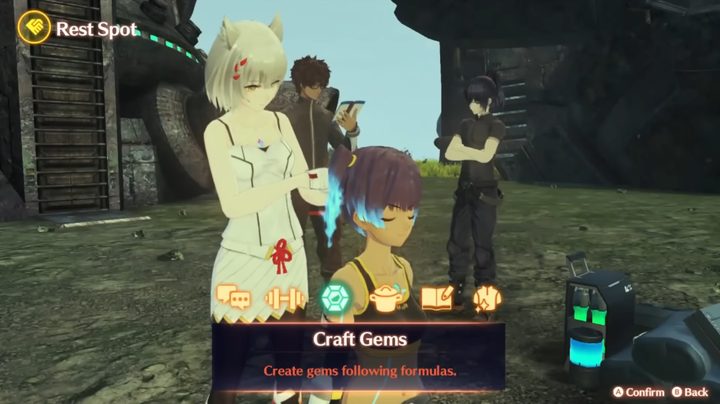 A character sitting getting ready to craft.
