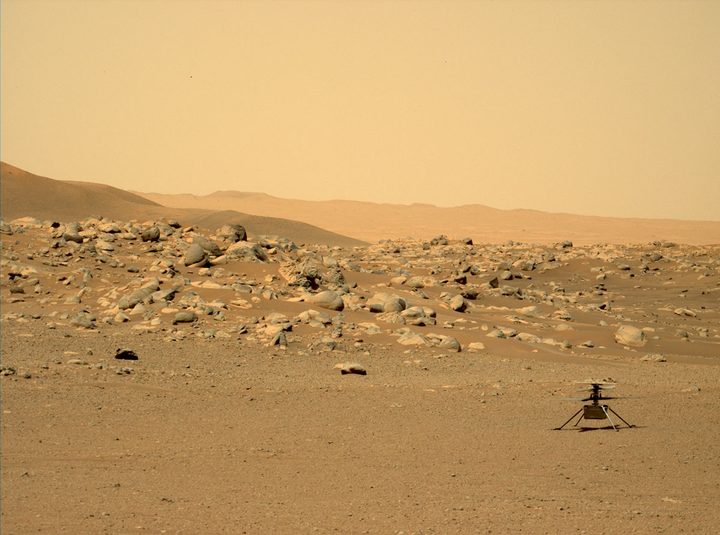 Ingenuity at Airfield D: This image of NASA’s Ingenuity Mars Helicopter was taken by the Mastcam-Z instrument of the Perseverance rover on June 15, 2021, the 114th Martian day, or sol, of the mission.