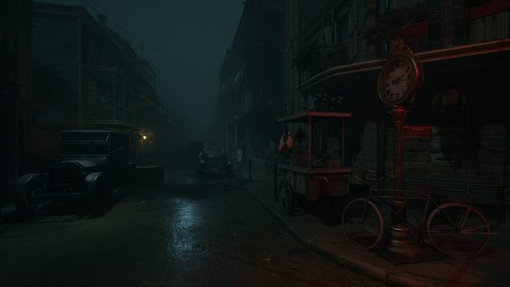 A deserted 1920s street.