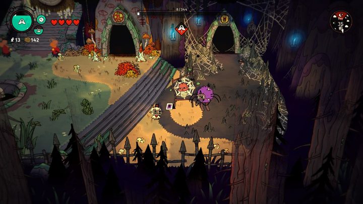 A player chatting with Helob in Cult of the Lamb.