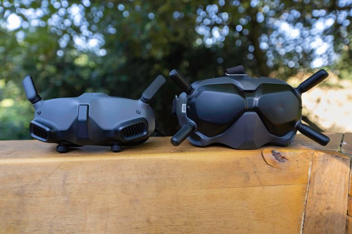 The DJI Goggles 2 next to the DJI FPV Goggles V2.