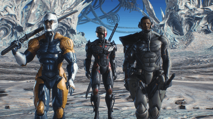 Raiden, sam, and grey fox in DMC5.