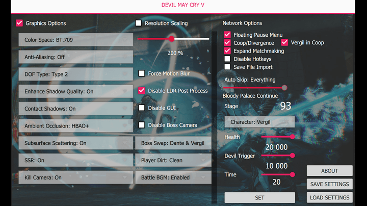 A options menu for graphics and coop.