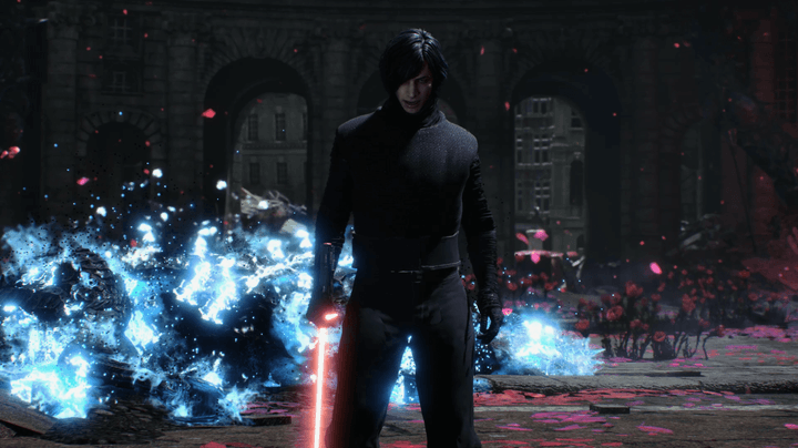 V dressed as Kylo Ren.