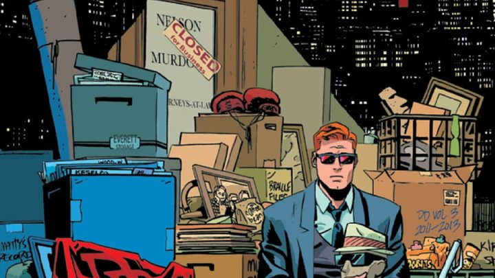 Matt Murdock sitting in his closed down office.