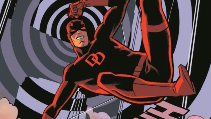 Daredevil smiles as he swings through San Francisco.