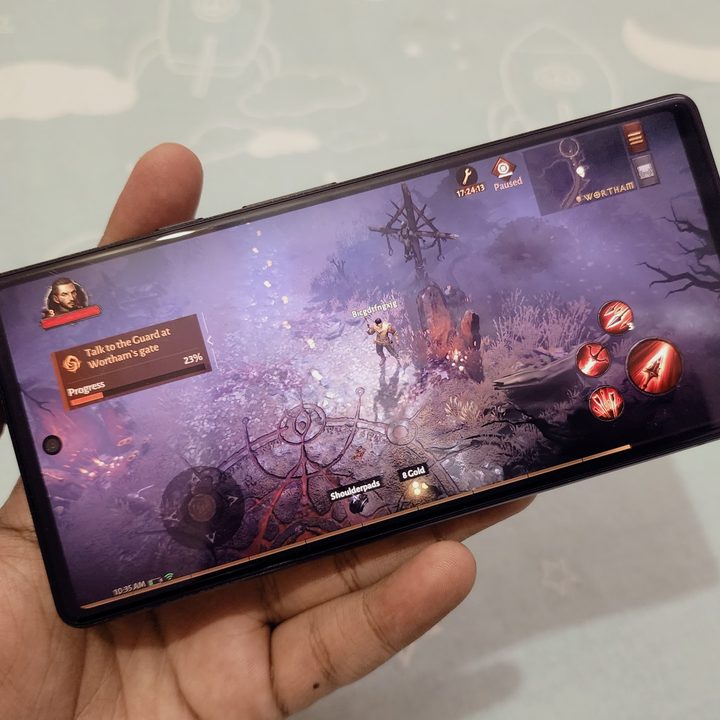 Playing Diablo Immortal on the Pixel 6a.