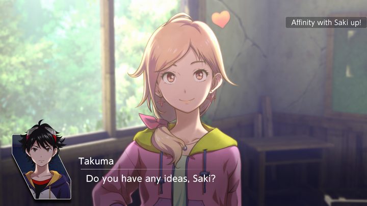 Saki with a heart near her head.