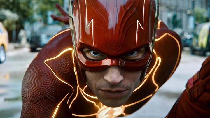 A close-up of The Flash running.